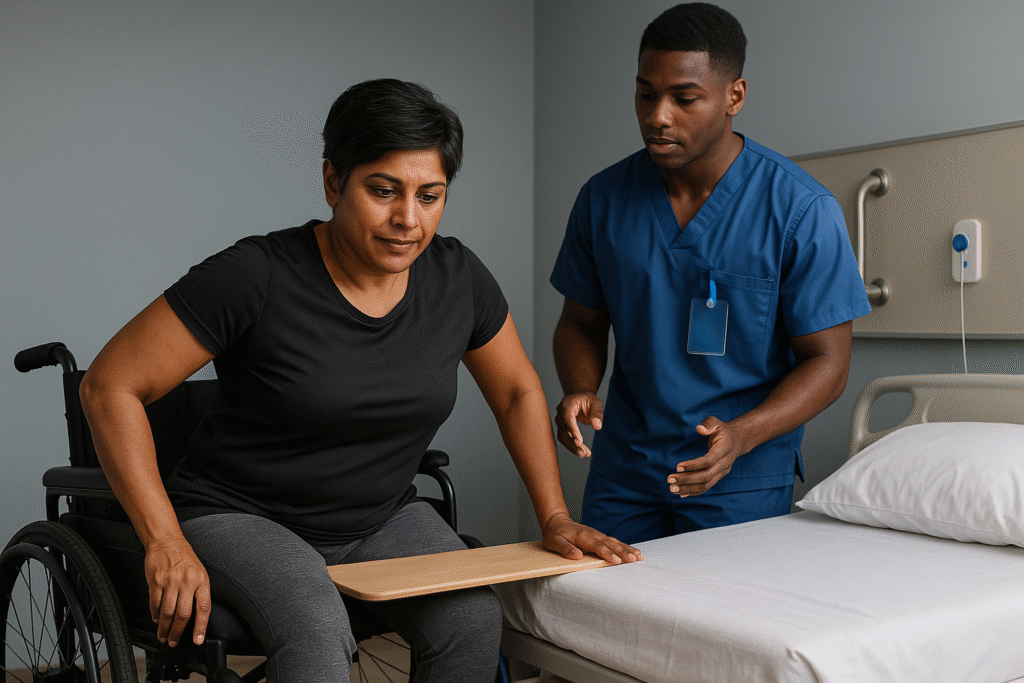 how to transfer from wheelchair to bed spinal cord injury