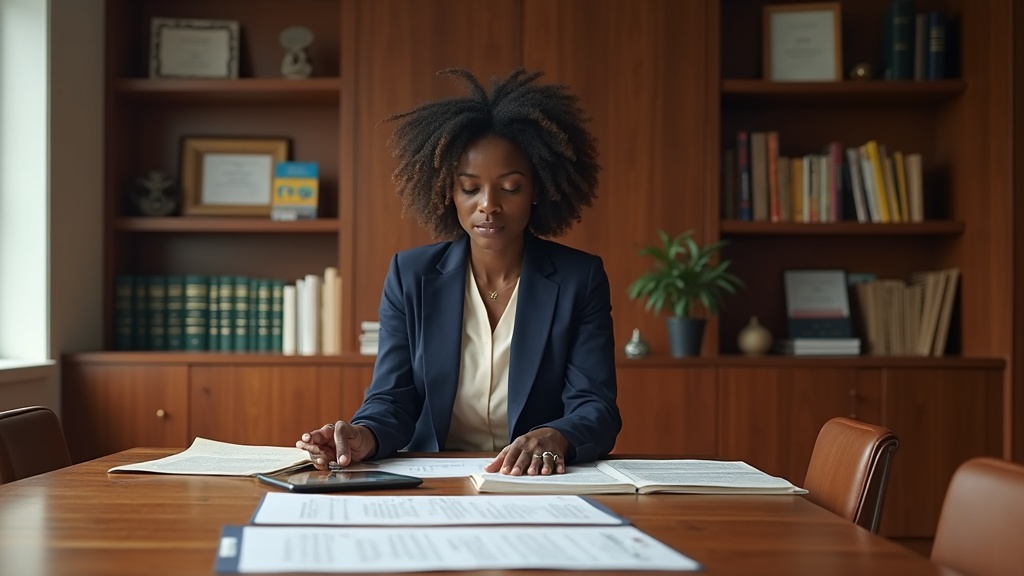Physiatrist reviewing life care plan rebuttals in professional medical-legal office with organized documents and reference texts