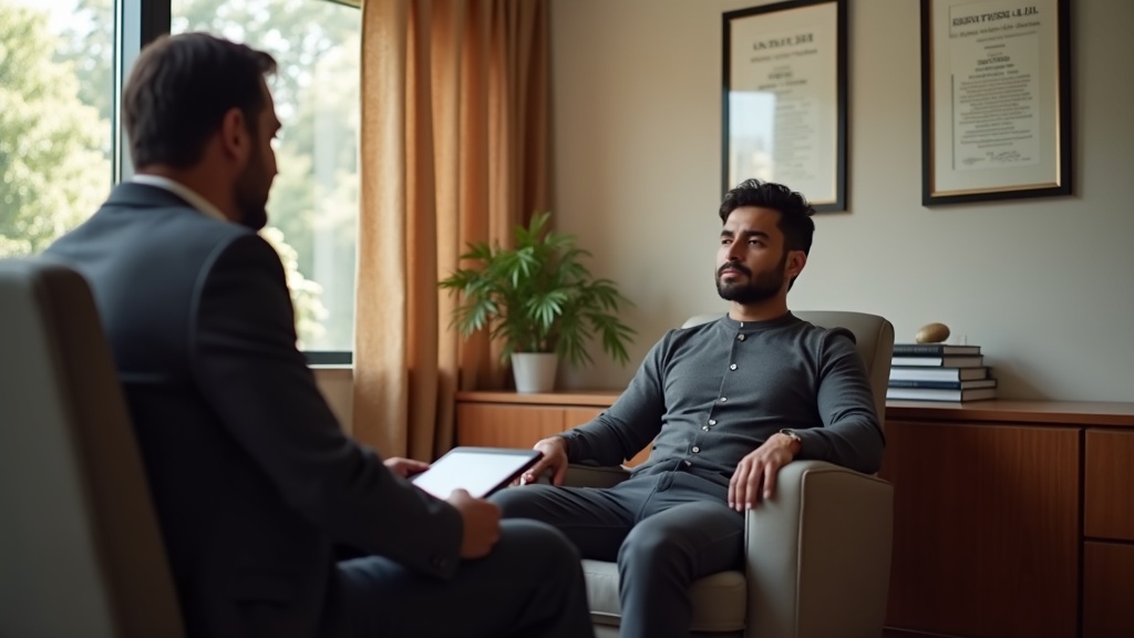 Life care planner conducting professional consultation with patient to assess future medical needs after injury