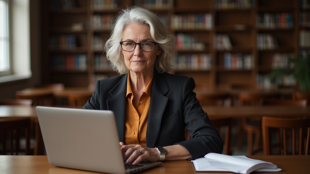 Professional woman engaged in cognitive work tasks during post-stroke occupational rehabilitation