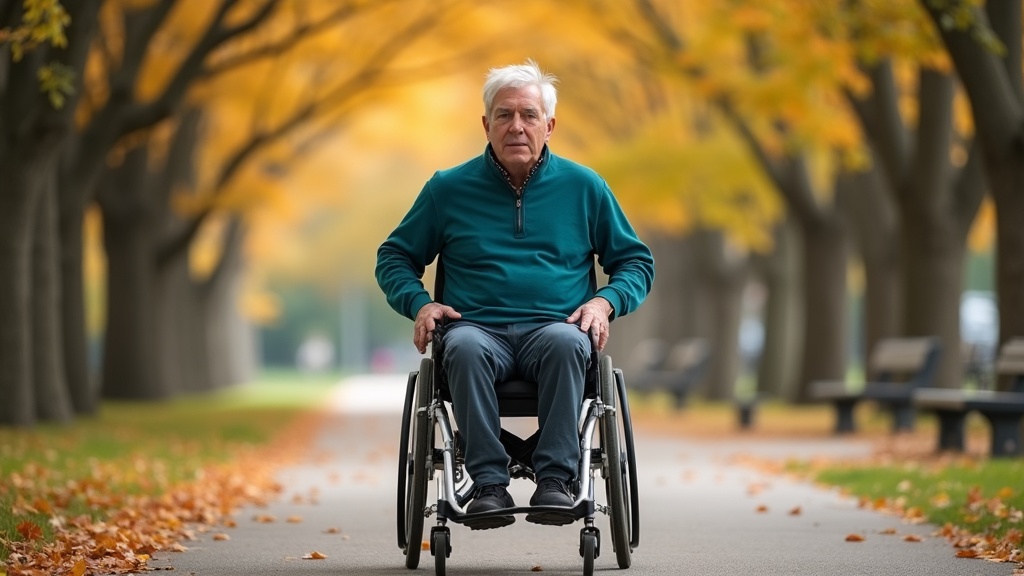 Active wheelchair user on accessible park pathway showing functional outcomes from specialized spinal cord injury rehabilitation