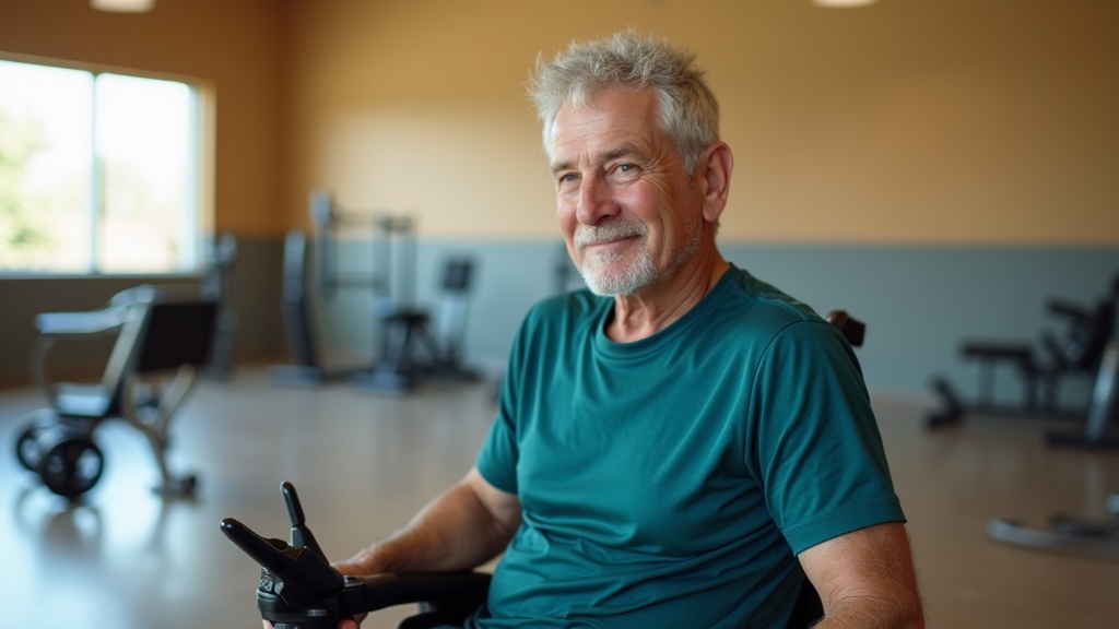 Man participating in adaptive recreation at community center