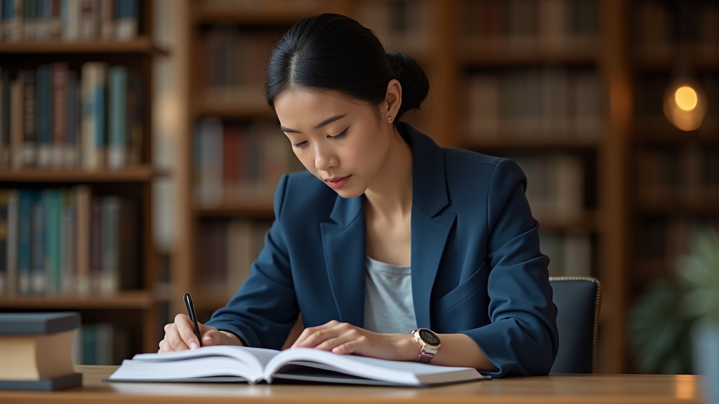 Medical professional reviewing clinical documentation at a consultation desk