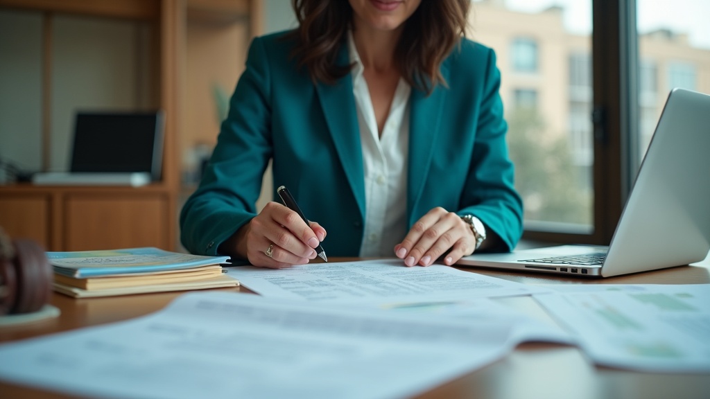 Medical-legal expert reviewing complex documentation in a professional consulting office