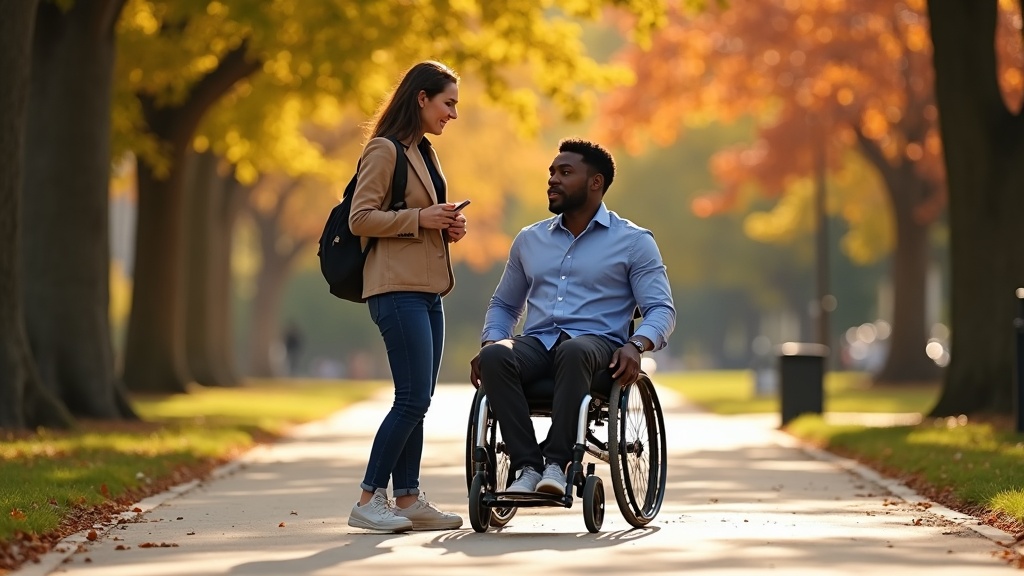 Wheelchair user participating in outdoor community activity with ongoing rehabilitation and support resources