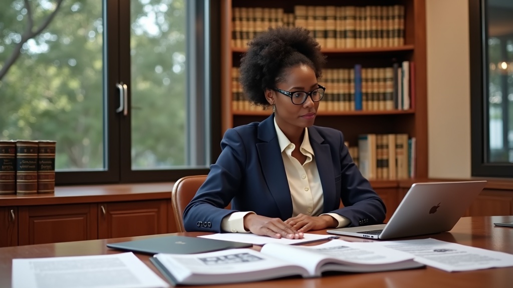 Physician-attorney reviewing medical records and legal documents demonstrating expert witness qualifications in professional medical-legal office