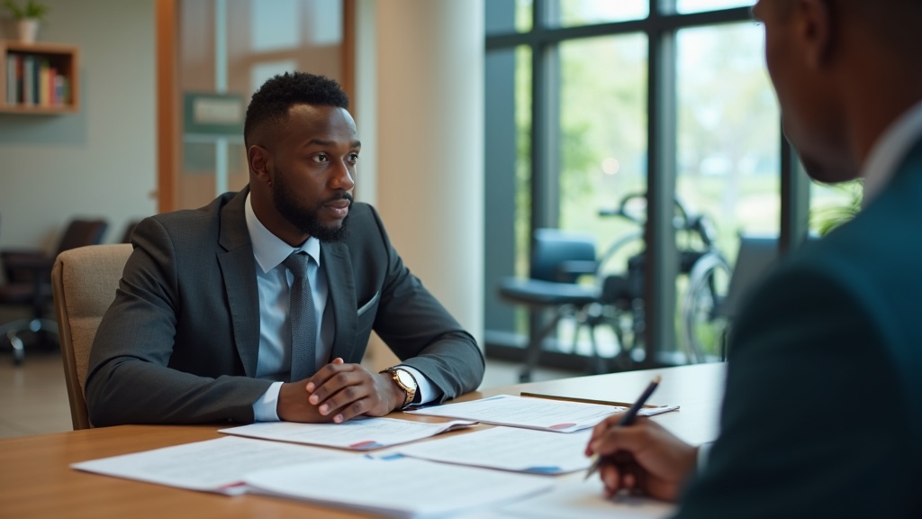 Attorney consulting with physician expert witness during medical-legal case review and strategy session